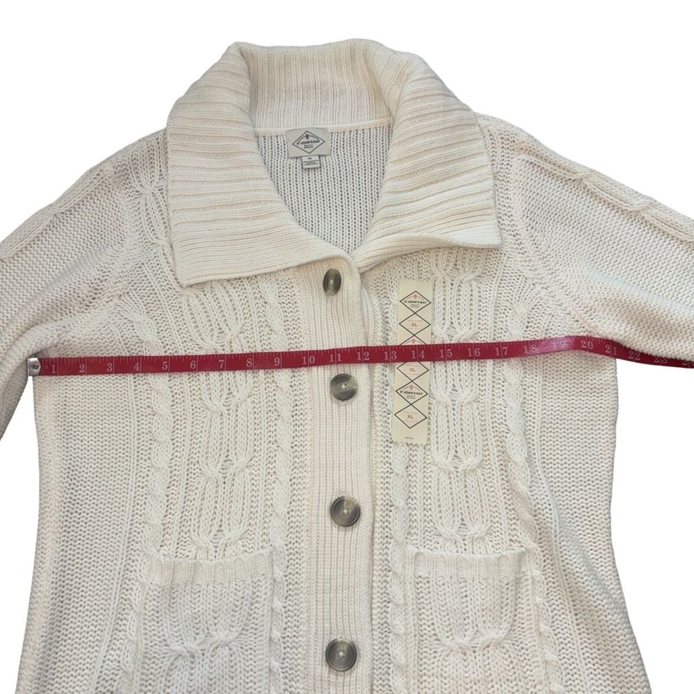 NEW St John's Bay Women's Ivory  Cardigan Sweater Button Down Collared Size XL - Picture 7 of 9